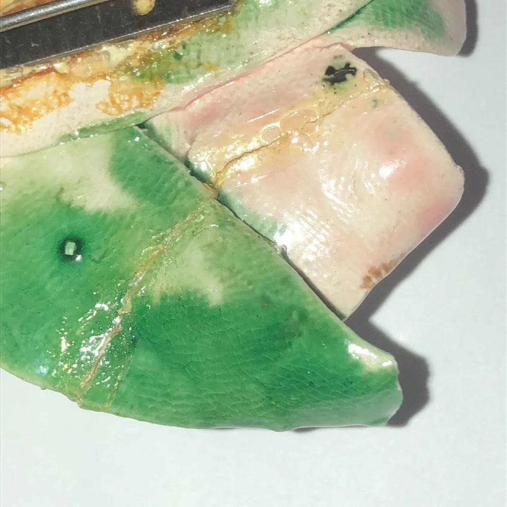 Vintage Pink Floral Ceramic Brooch